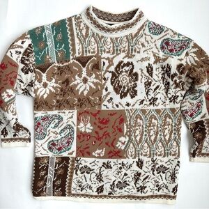 Sunbelt Sportswear Vintage Multicolor Patchwork Style Sweater OS L